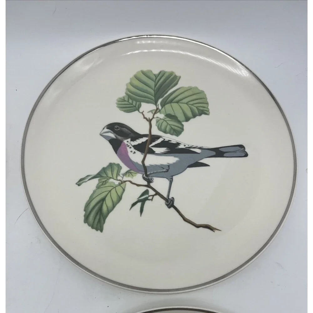 Crooksville USA Songbirds collector plates - Rose-Breasted Grosbeak, Set Of 4